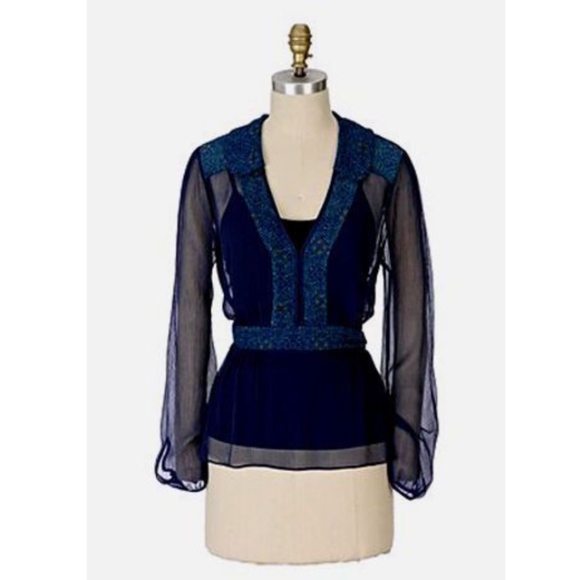 Anthropologie Tops - Anthropologie 100% Silk Roaming Jasmine Blouse